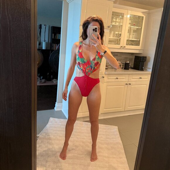 Floral Reversible One Piece Swimsuit, Lua Bella, US M - Picture 3 of 8